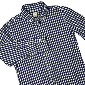CrewCuts J Crew Boys 8 Blue White Gingham Button Down Long Sleeve Shirt Preppy